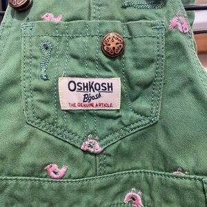 OshKosh B'gosh Green Overalls with Pink Accents